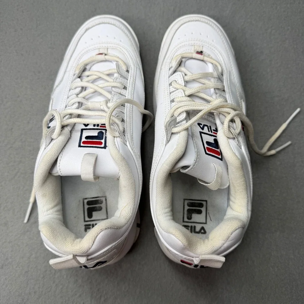 Fila Disruptor II Premium Women 9 White Chunky Platform Sneakers 5FM00002-125